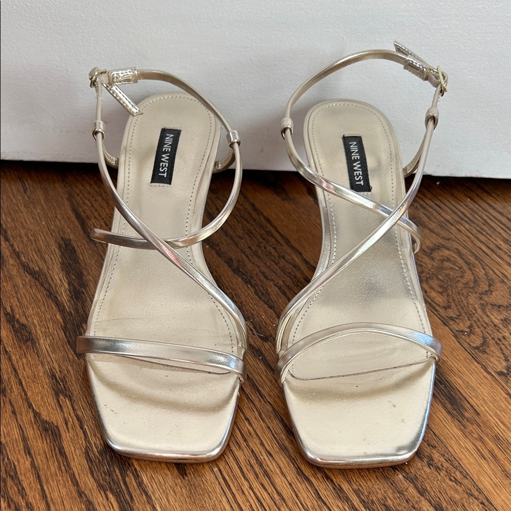 Nine West Haya3 Heeled Metallic Sandal - Picture 2 of 5